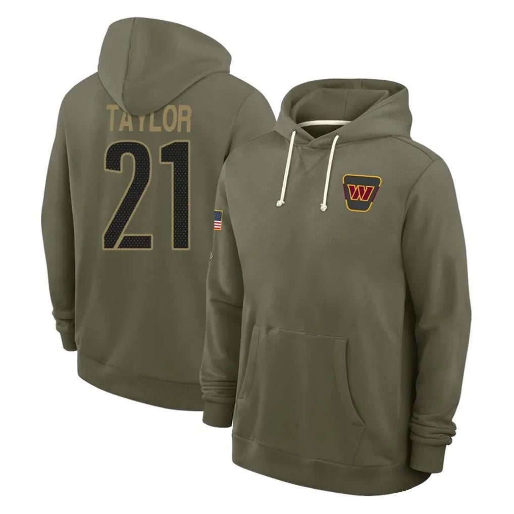 Johmsee W.Commanders #21 Sean Taylor Player Olive Salute to Service Hoodies Stitched Jerseys