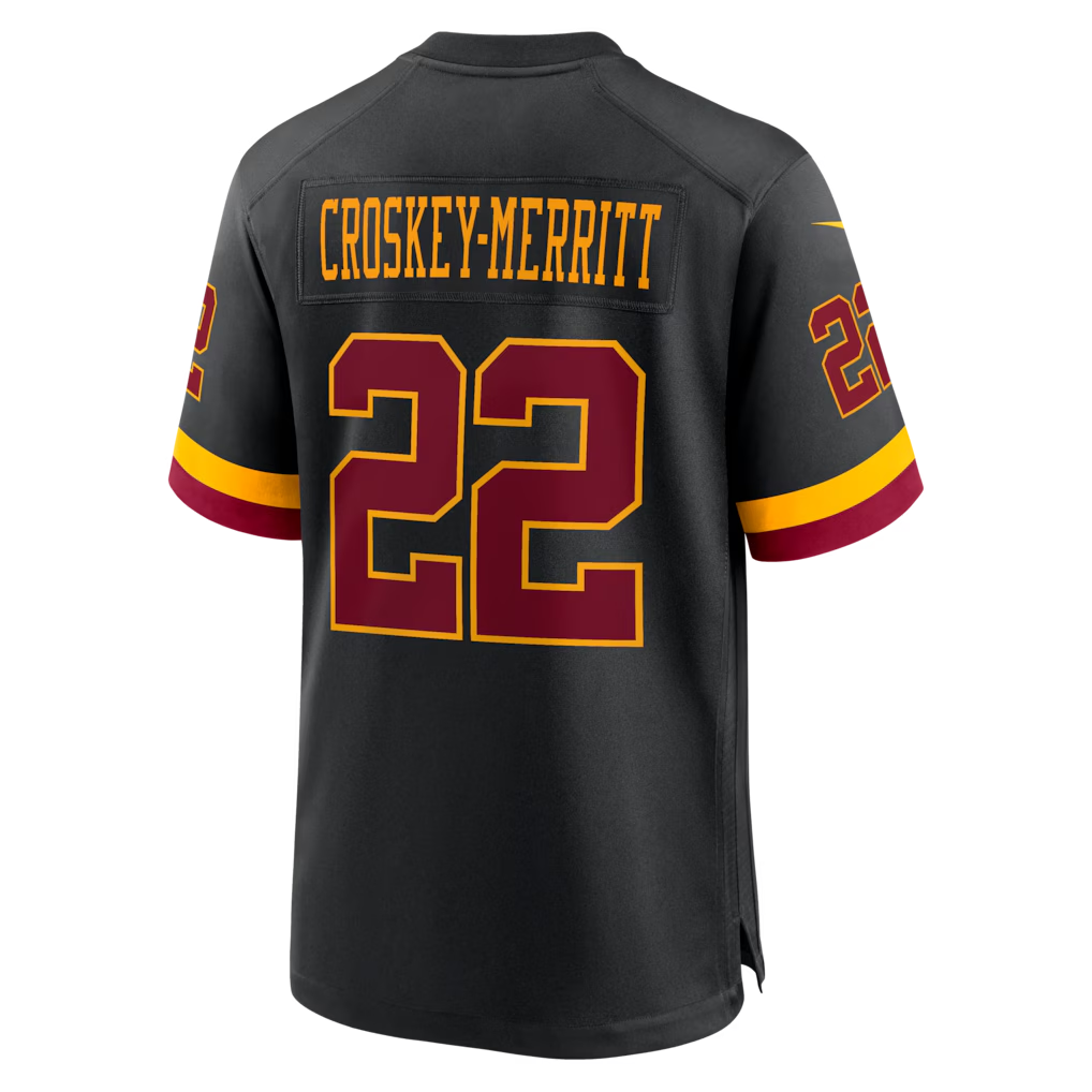 Johmsee W.Commanders #22 Jacory Croskey-Merritt Black Hail Raiser Alternate Game Stitched Jerseys