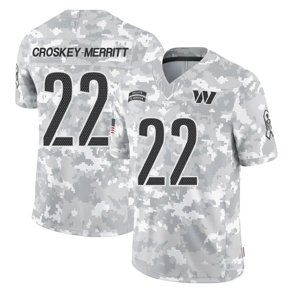 Johmsee W.Commanders #22 Jacory Croskey-Merritt Player Arctic Camo Salute to Service Limited Stitched Jerseys