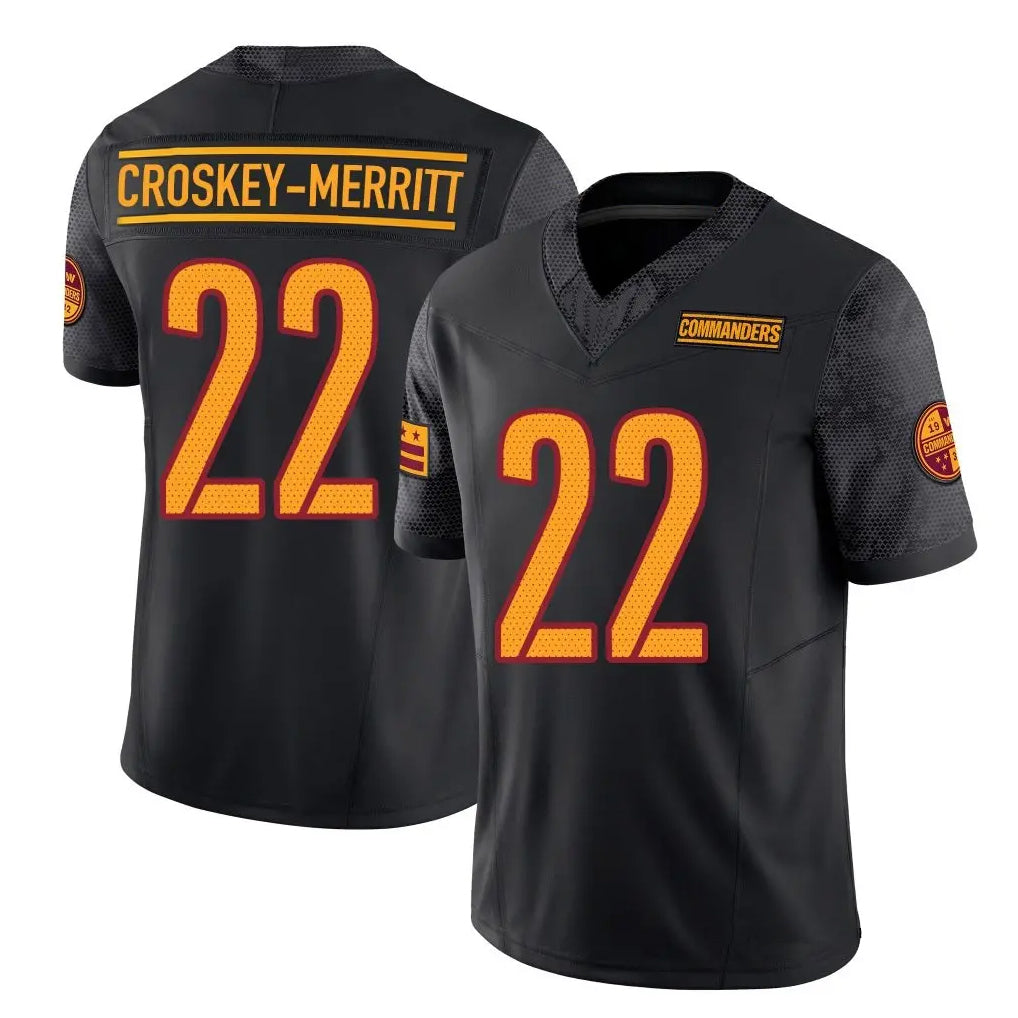 Johmsee W.Commanders #22 Jacory Croskey-Merritt Player Black Vapor F.U.S.E. Limited Stitched Jerseys