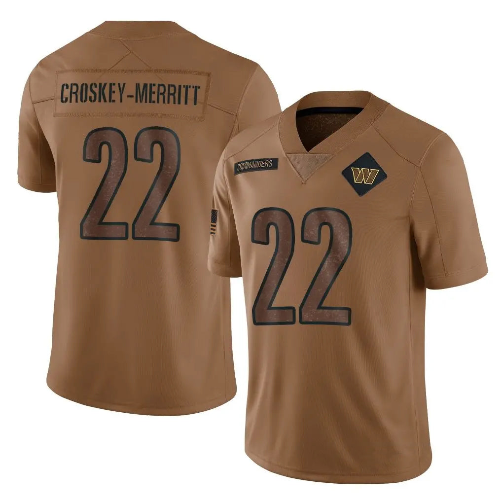 Johmsee W.Commanders #22 Jacory Croskey-Merritt Player Brown Salute To Service Limited Stitched Jerseys