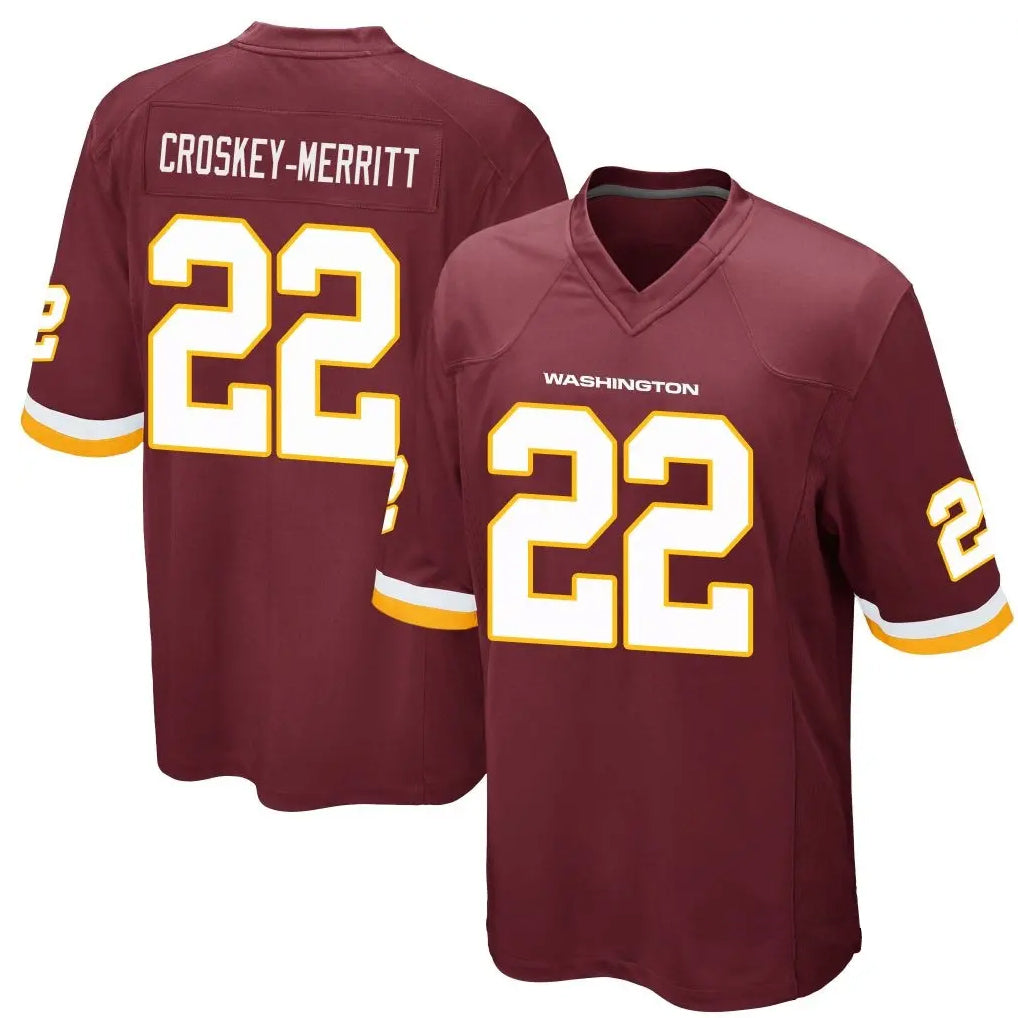 Johmsee W.Commanders #22 Jacory Croskey-Merritt Player Burgundy Game Stitched Jerseys