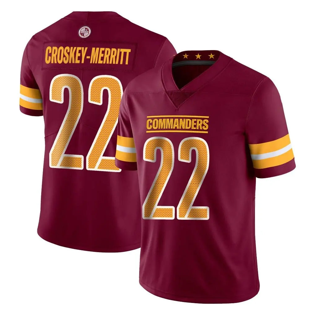 Johmsee W.Commanders #22 Jacory Croskey-Merritt Player Burgundy Limited Vapor Home Game Stitched Jerseys
