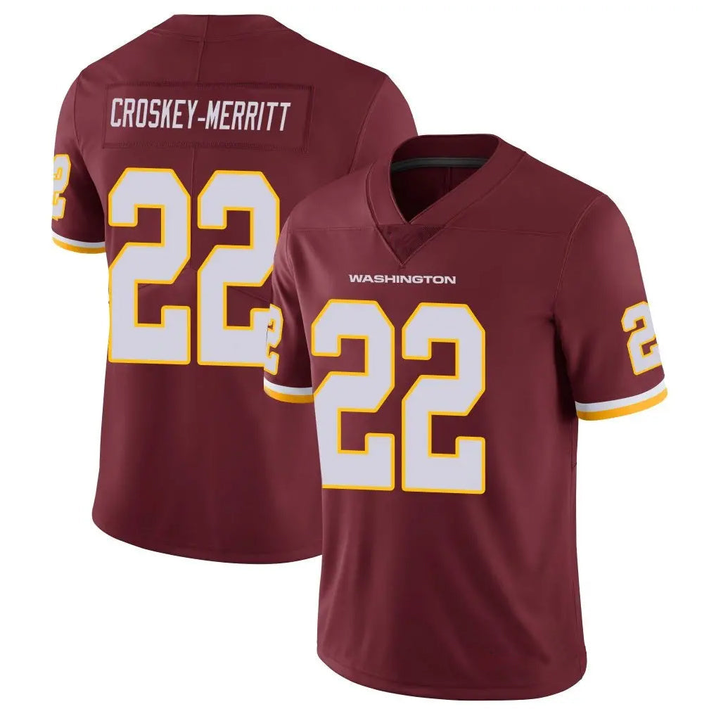 Johmsee W.Commanders #22 Jacory Croskey-Merritt Player Burgundy Vapor Limited Stitched Jerseys
