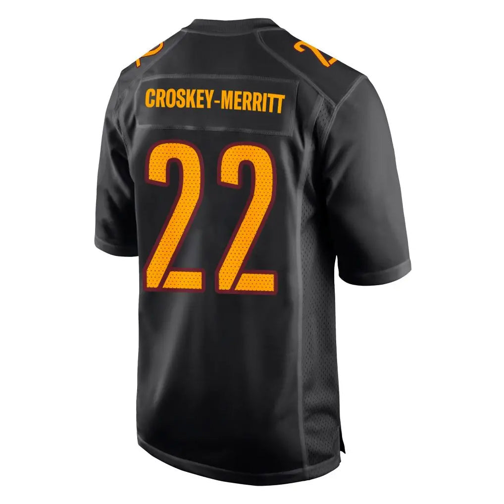 Johmsee W.Commanders #22 Jacory Croskey-Merritt Player Carbon Black Fashion Game Stitched Jerseys