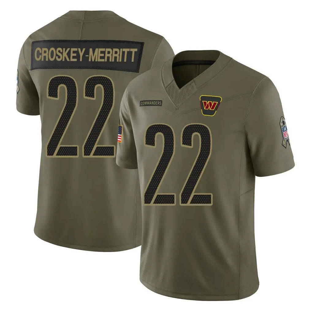 Johmsee W.Commanders #22 Jacory Croskey-Merritt Player Olive Salute To Service Limited Stitched Jerseys