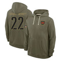 Johmsee W.Commanders #22 Jacory Croskey-Merritt Player Olive Salute to Service Pullover Hoodies Limited Home Stitched Jerseys