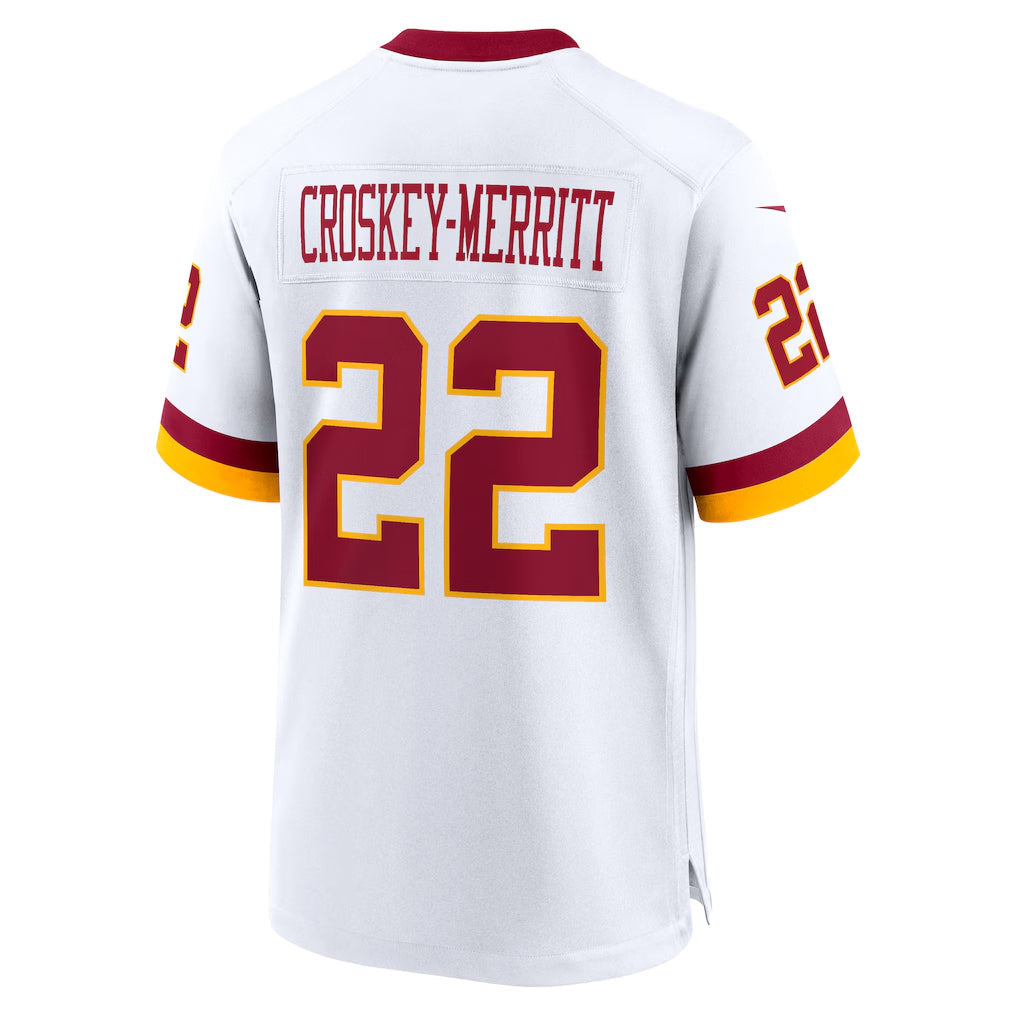 Johmsee W.Commanders #22 Jacory Croskey-Merritt Player White Home Game Stitched Jerseys