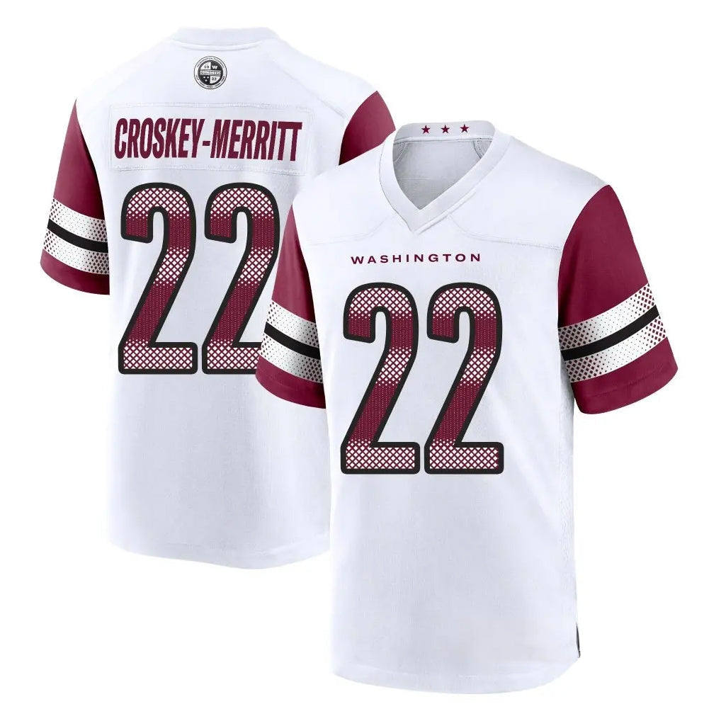 Johmsee W.Commanders #22 Jacory Croskey-Merritt Player White Limited Home Game Stitched Jerseys
