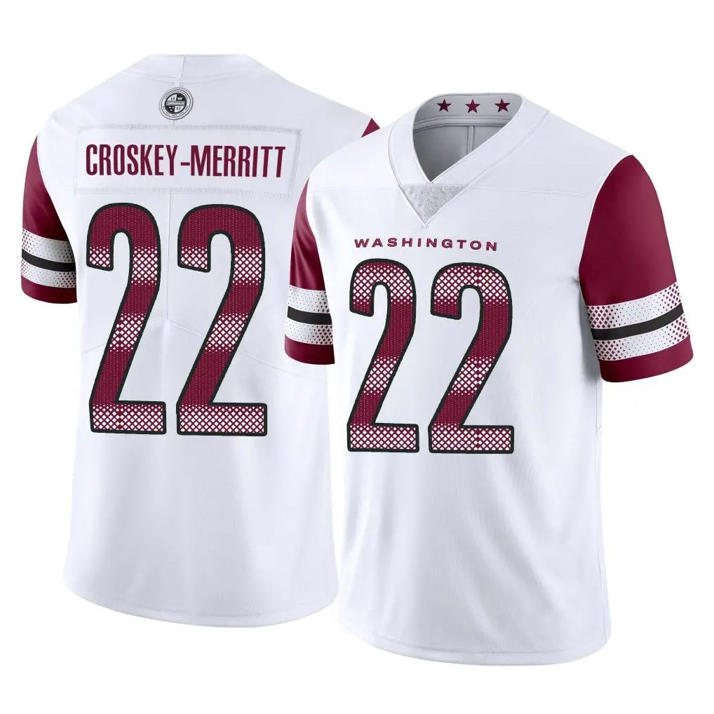 Johmsee W.Commanders #22 Jacory Croskey-Merritt Player White Limited Vapor Home Game Stitched Jerseys