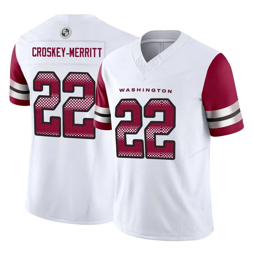 Johmsee W.Commanders #22 Jacory Croskey-Merritt Player White Vapor F.U.S.E. Limited Stitched Jerseys