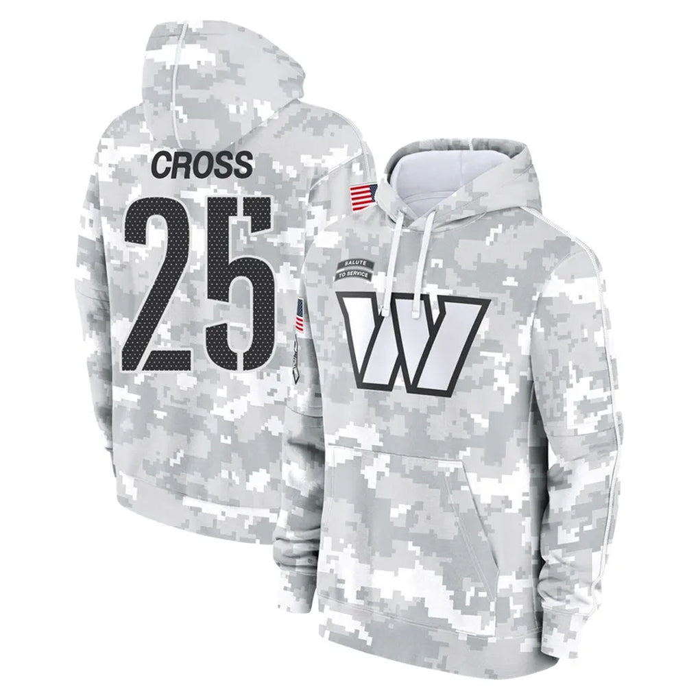 Johmsee W.Commanders #25 Nick Cross Player Arctic Camo Limited Salute to Service Pullover Hoodies Game Stitched Jerseys