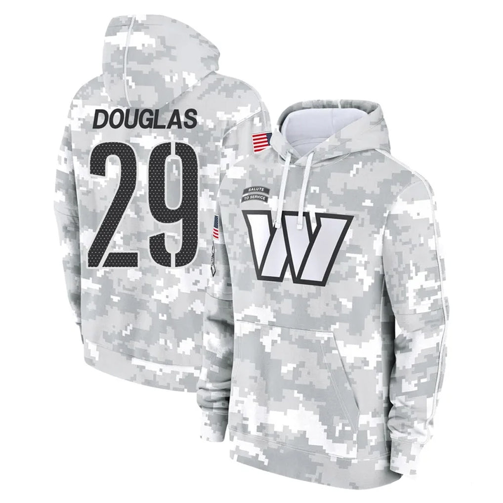 Johmsee W.Commanders #29 Rasul Douglas Player Arctic Camo Limited Salute to Service Pullover Hoodies Game Stitched Jerseys