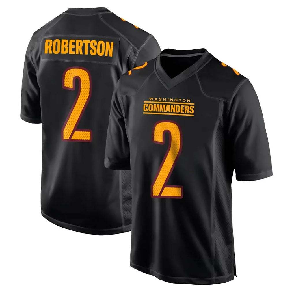 Johmsee W.Commanders #2 Amik Robertson Player Black Carbon Fashion Home Game Stitched Jerseys