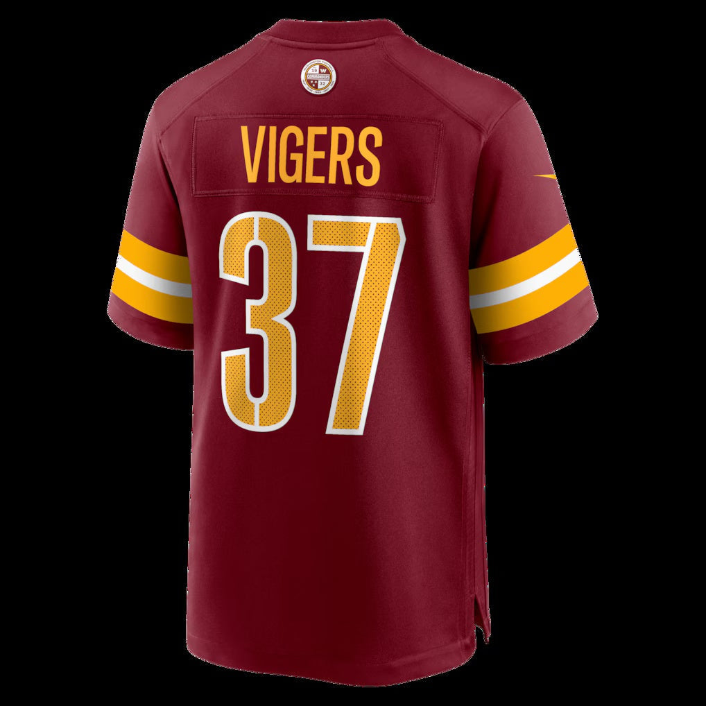 W.Commanders #37 Car'lin Vigers Burgundy Team Game Stitched American Football Jerseys