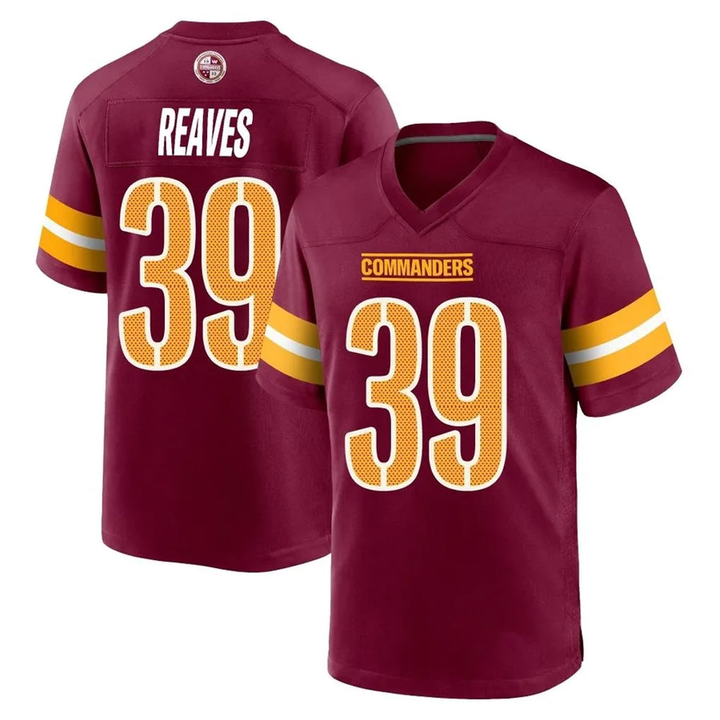 Johmsee W.Commanders #39 Jeremy Reaves Player Burgundy Home Game Stitched Jerseys