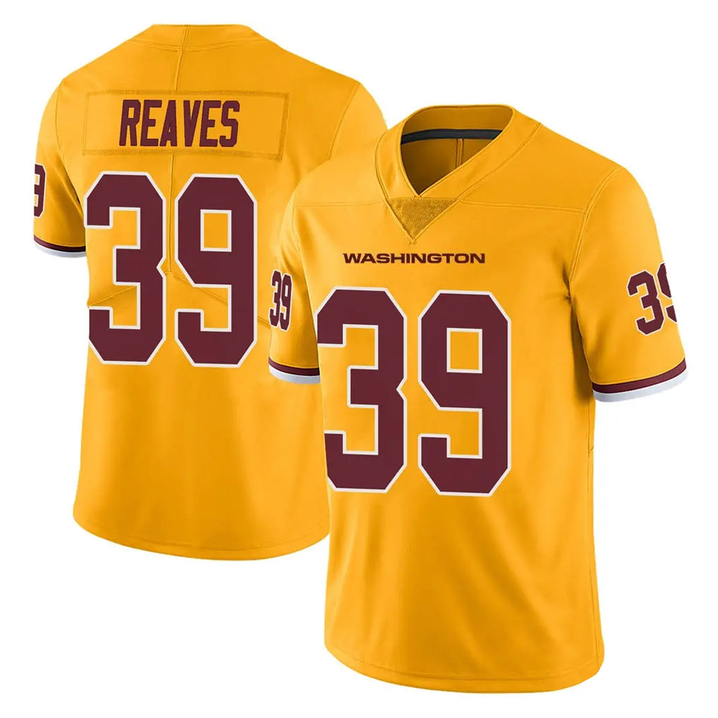 Johmsee W.Commanders #39 Jeremy Reaves Player Gold Limited Color Rush Home Game Stitched Jerseys