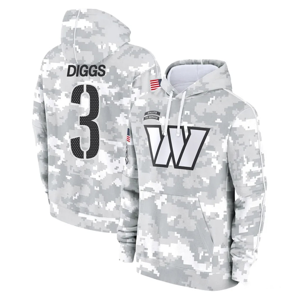 Johmsee W.Commanders #3 Stefon Diggs Player Arctic Camo Limited Salute to Service Pullover Hoodies Game Stitched Jerseys
