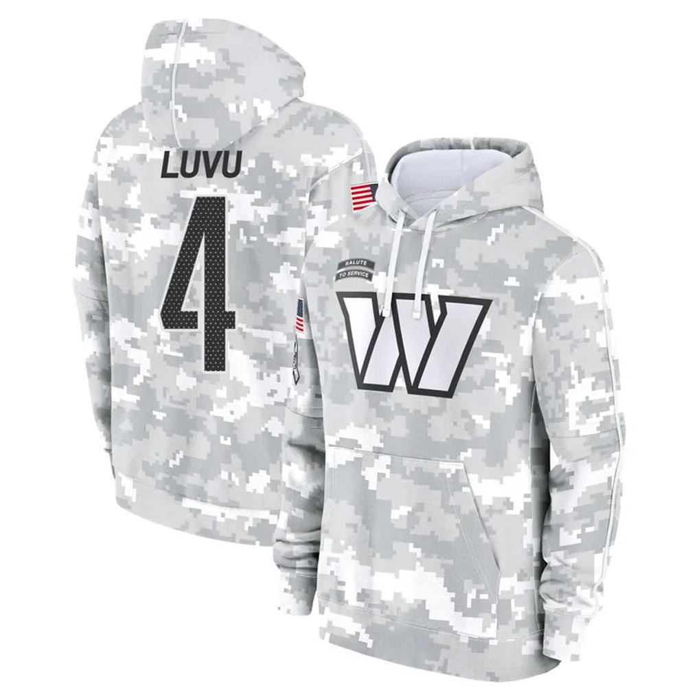 Johmsee W.Commanders #4 Frankie Luvu Player Arctic Camo Salute to Service Hoodies Stitched Jerseys