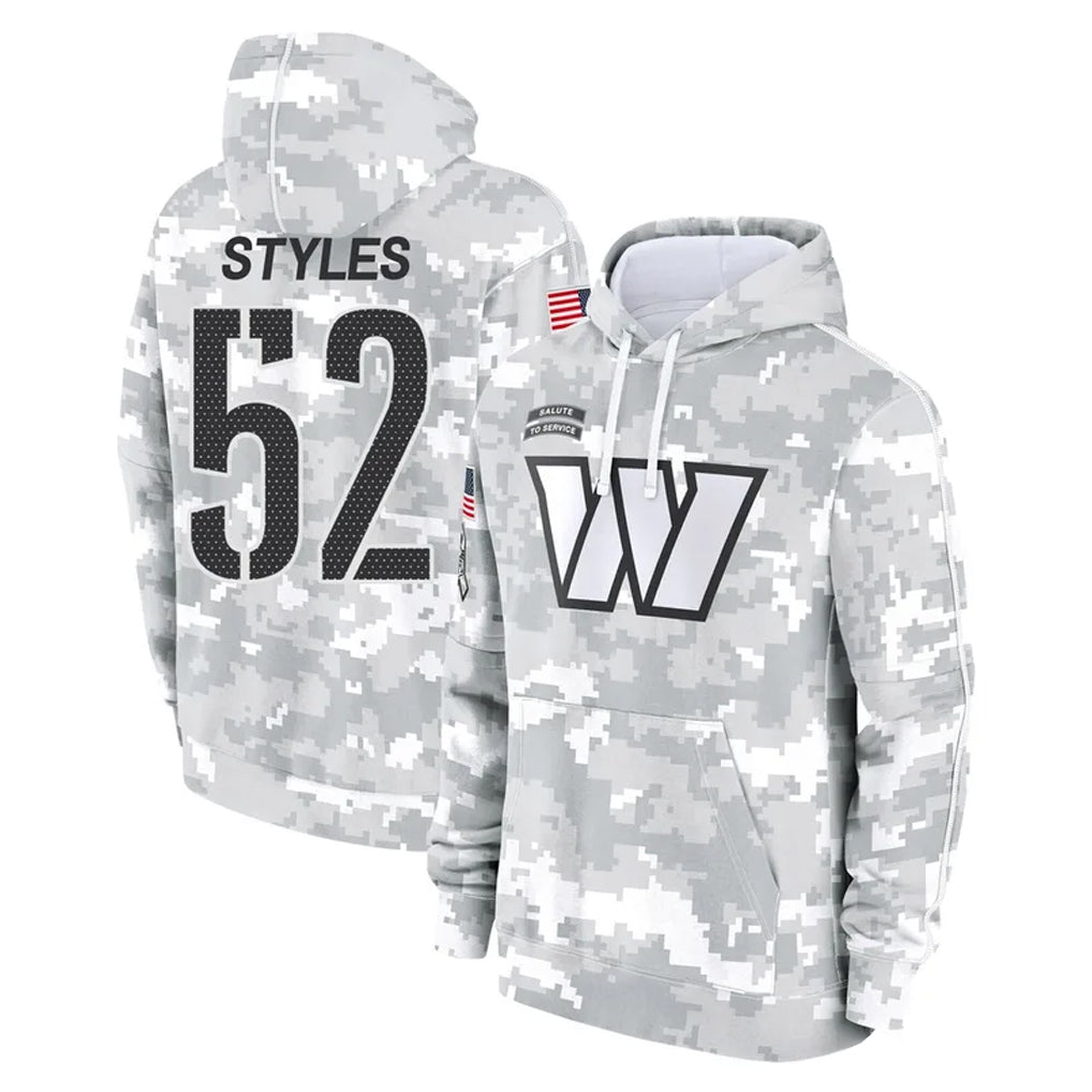 Johmsee W.Commanders #52 Sonny Styles Player Arctic Camo Limited Salute to Service Pullover Hoodies Game Stitched Jerseys