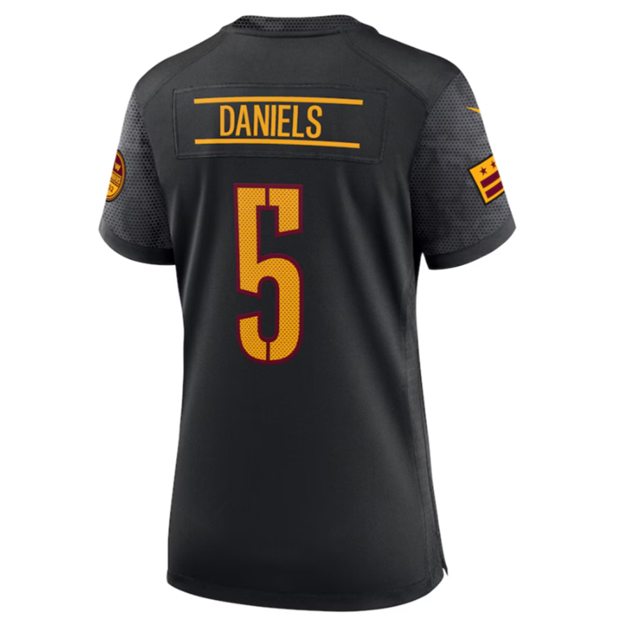 Johmsee W.Commanders #5 Jayden Daniels Black Game Player American Stitched Jersey