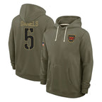 Johmsee W.Commanders #5 Jayden Daniels Player Olive Salute to Service Pullover Hoodies Limited Home Stitched Jerseys