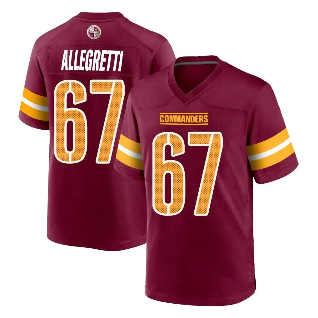Johmsee W.Commanders #67 Nick Allegretti Player Burgundy Home Game Stitched Jerseys