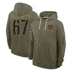 Johmsee W.Commanders #67 Nick Allegretti Player Olive Salute to Service Pullover Hoodies Limited Home Stitched Jerseys