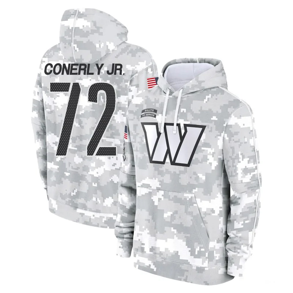 Johmsee W.Commanders #72 Josh Conerly Jr. Player Arctic Camo Limited Salute to Service Pullover Hoodies Game Stitched Jerseys