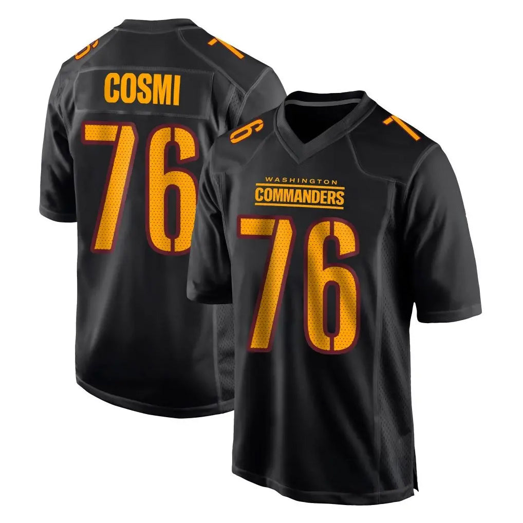Johmsee W.Commanders #76 Sam Cosmi Player Black Carbon Fashion Home Game Stitched Jerseys