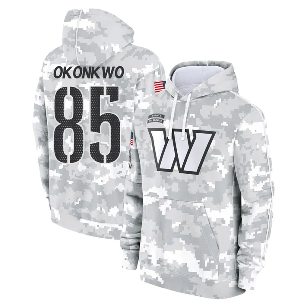 Johmsee W.Commanders #85 Chig Okonkwo Player Arctic Camo Limited Salute to Service Pullover Hoodies Game Stitched Jerseys