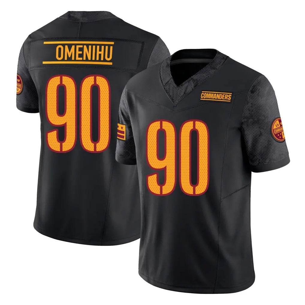 Johmsee W.Commanders #90 Charles Omenihu Player Black Limited Vapor F.U.S.E. Home Game Stitched Jerseys