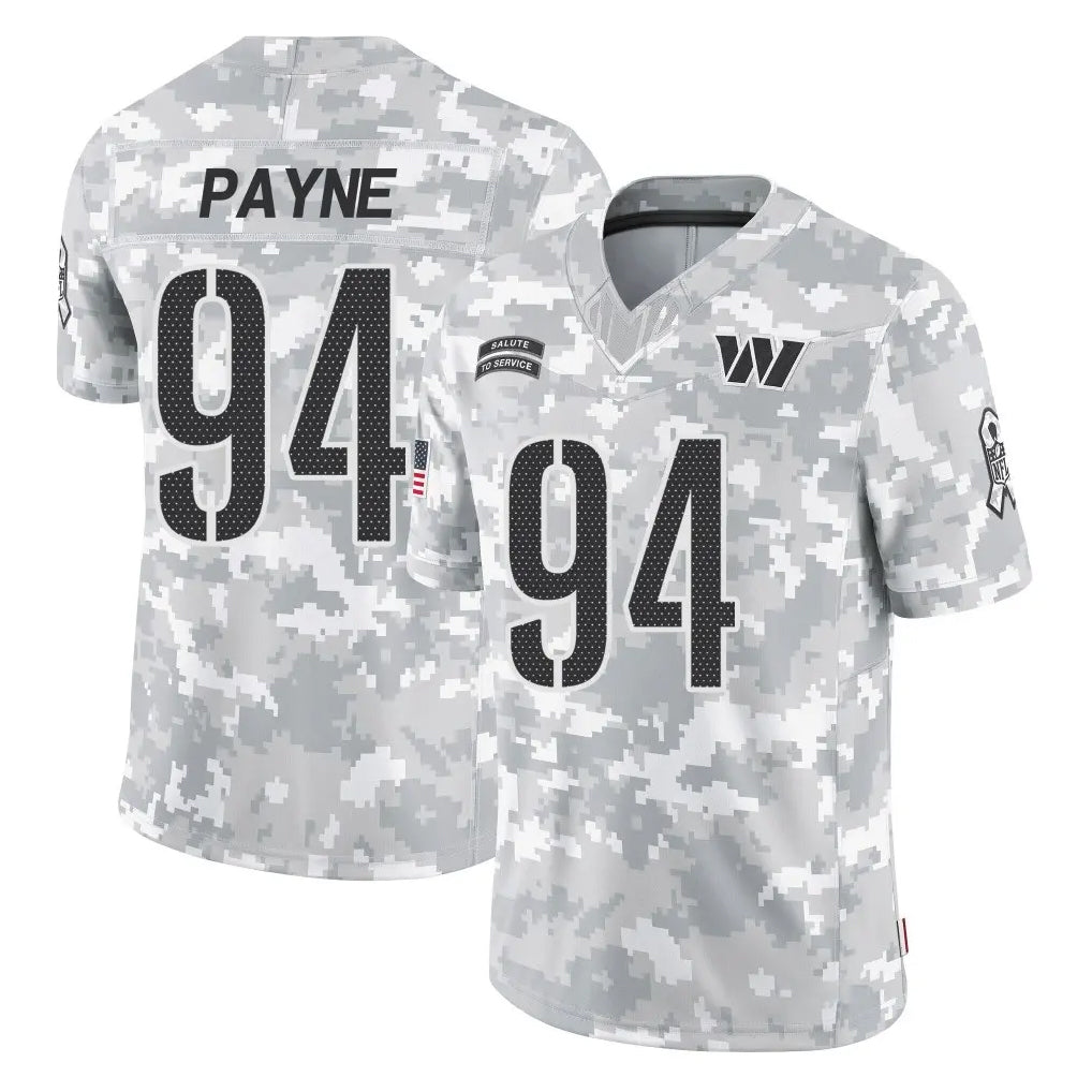 Johmsee W.Commanders #94 Daron Payne Player Arctic Camo Limited Salute To Service Home Game Stitched Jerseys