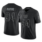 Johmsee W.Commanders #94 Daron Payne Player Black Limited Reflective Home Game Stitched Jerseys