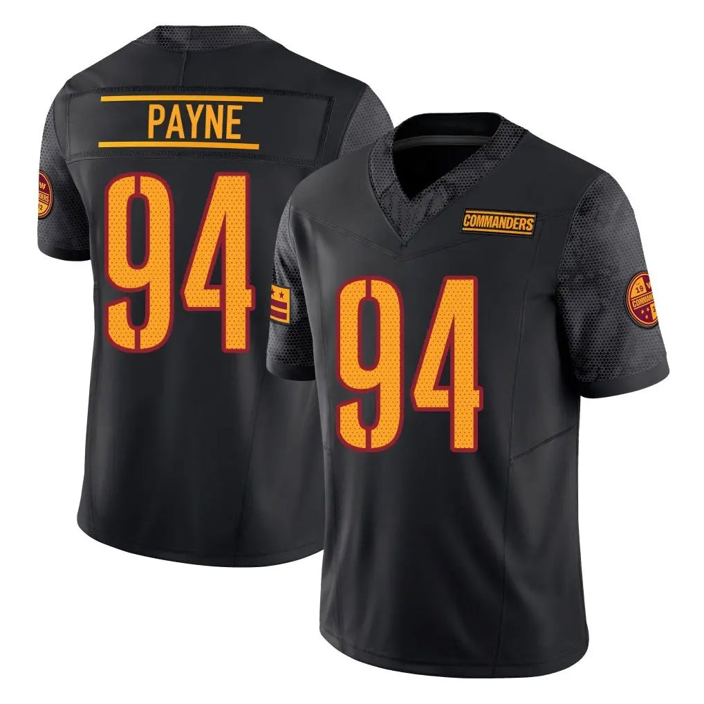 Johmsee W.Commanders #94 Daron Payne Player Black Limited Vapor F.U.S.E. Home Game Stitched Jerseys