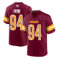 Johmsee W.Commanders #94 Daron Payne Player Burgundy Home Game Stitched Jerseys