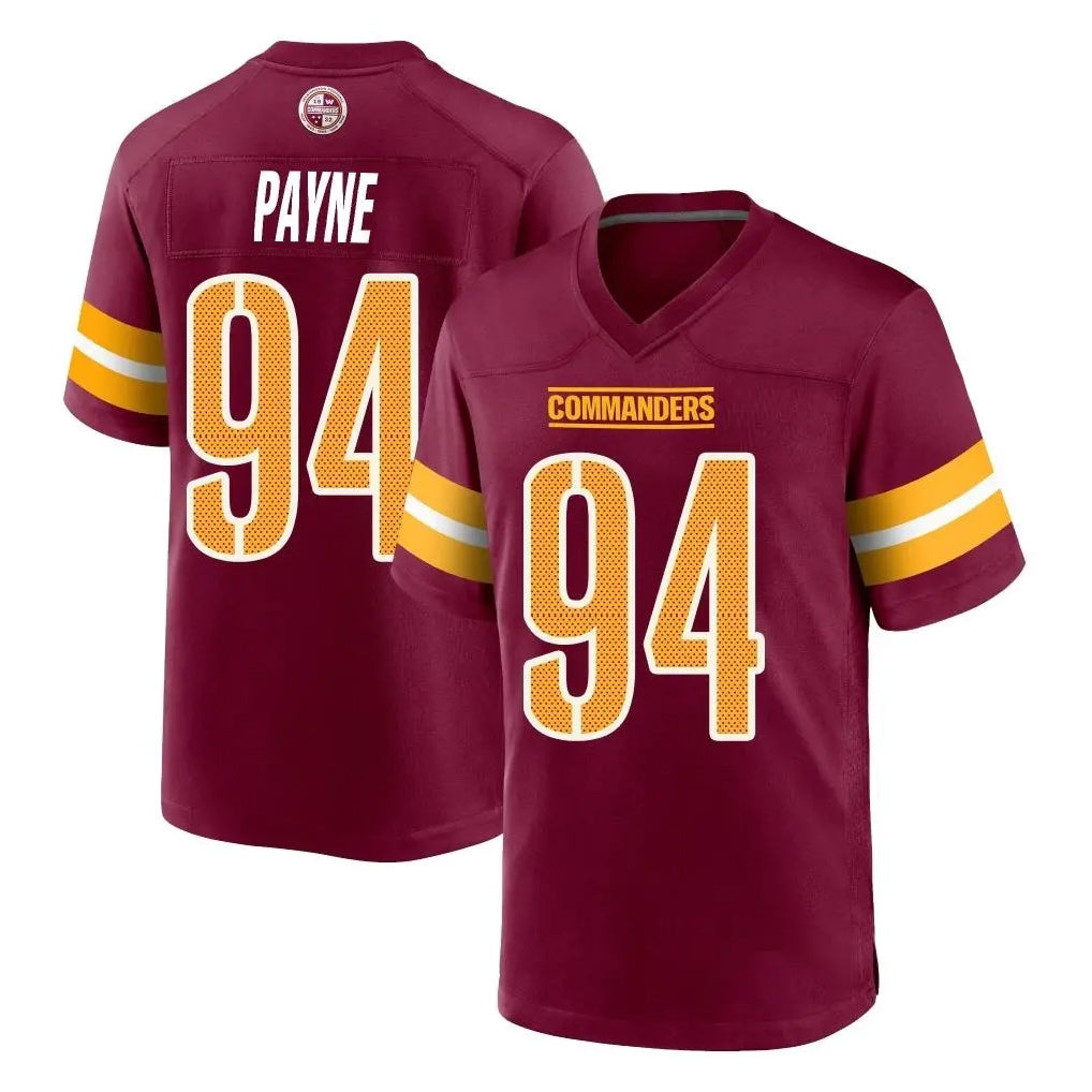 Johmsee W.Commanders #94 Daron Payne Player Burgundy Home Game Stitched Jerseys