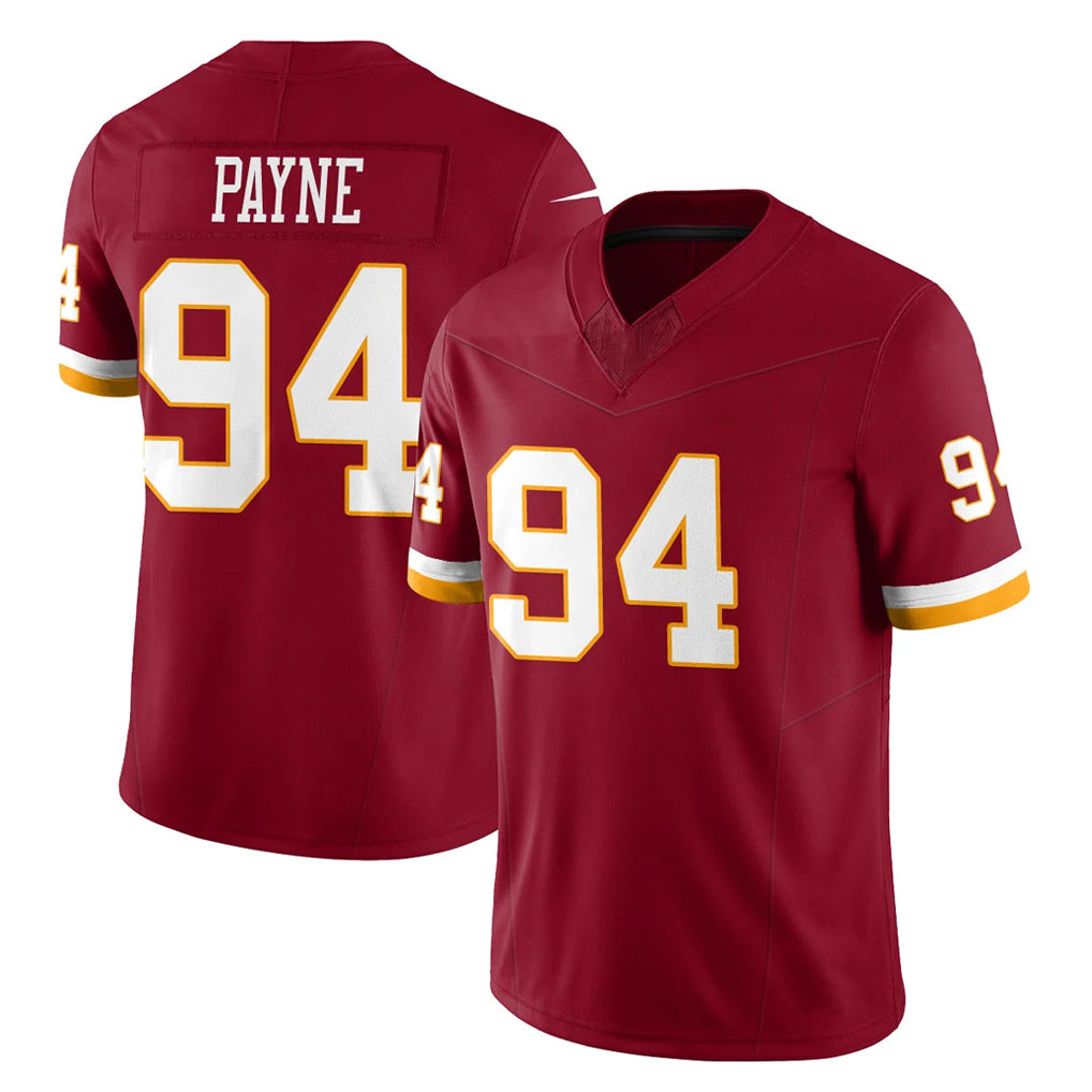 Johmsee W.Commanders #94 Daron Payne Player Burgundy Limited Team Vapor F.U.S.E. Home Game Stitched Jerseys