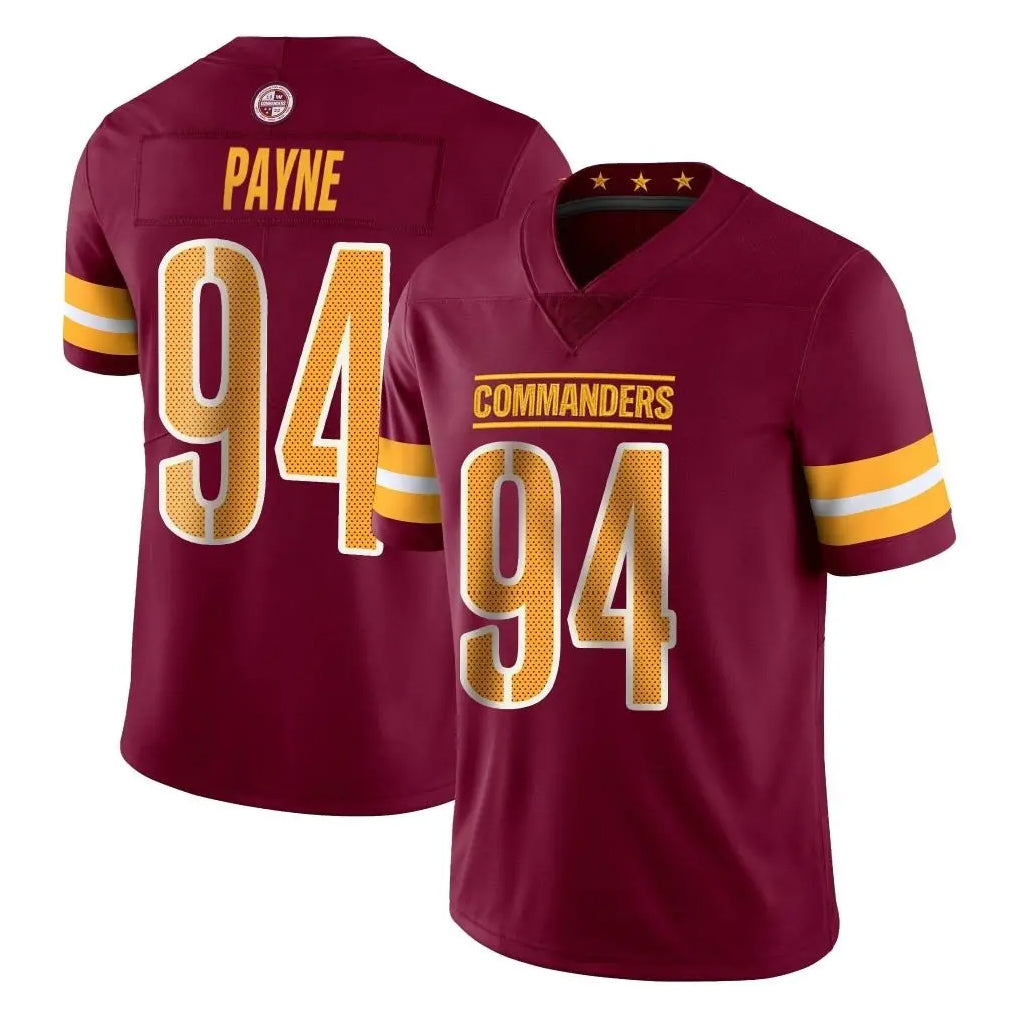 Johmsee W.Commanders #94 Daron Payne Player Burgundy Limited Vapor Home Game Stitched Jerseys