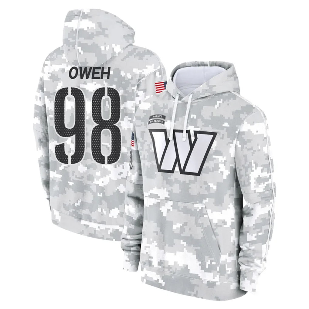 Johmsee W.Commanders #98 Odafe Oweh Player Arctic Camo Limited Salute to Service Pullover Hoodies Game Stitched Jerseys