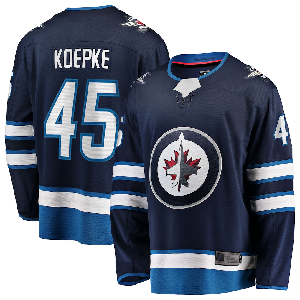 Johmsee W.Jets #45 Cole Koepke Navy Home Breakaway Jerseys