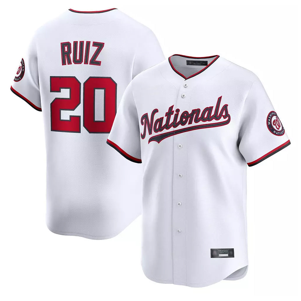 Johmsee W.Nationals #20 Keibert Ruiz Player White Home Alternate Limited Replica Jerseys