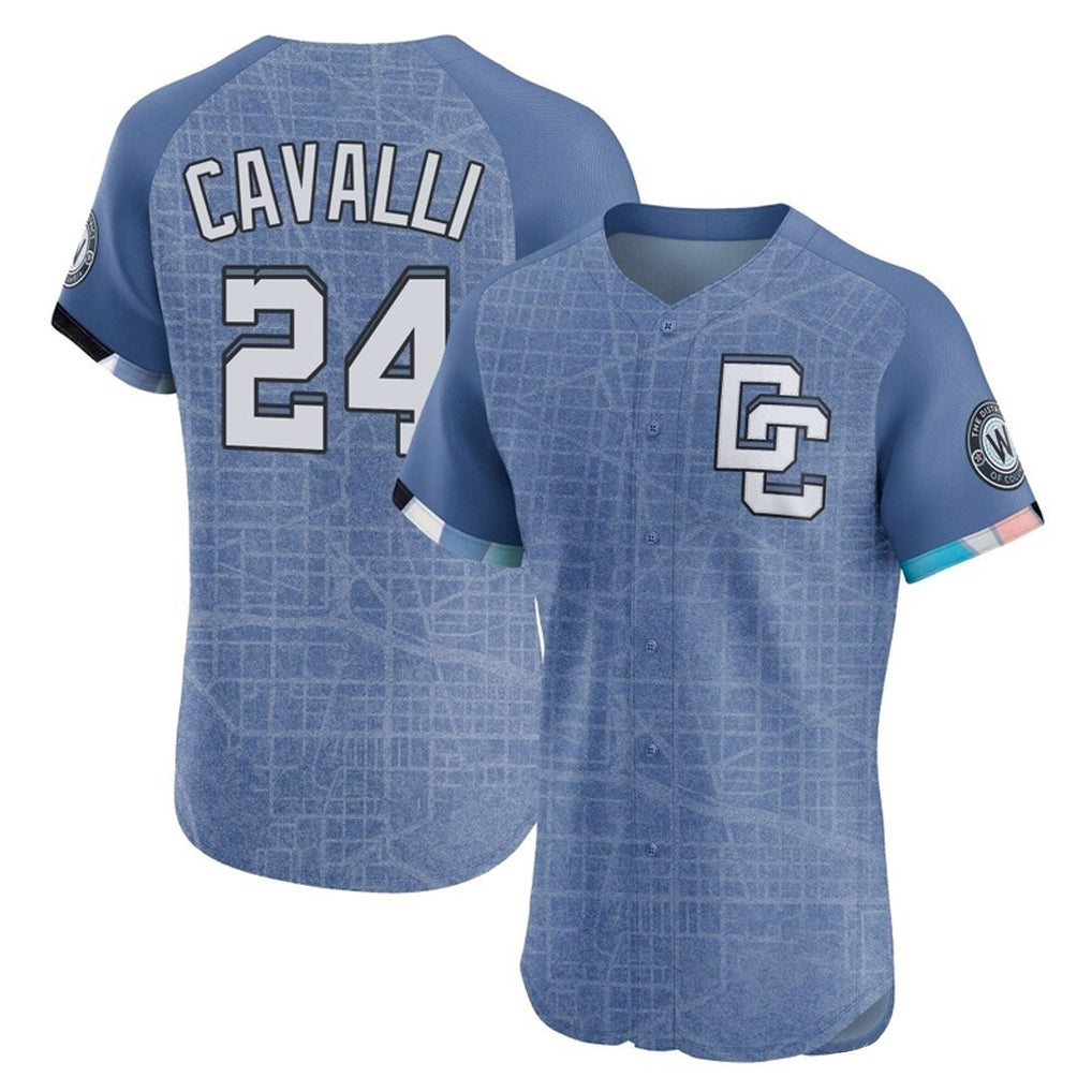 Johmsee W.Nationals #24 Cade Cavalli Player Blue City Connect Elite Limited Stitched Jerseys