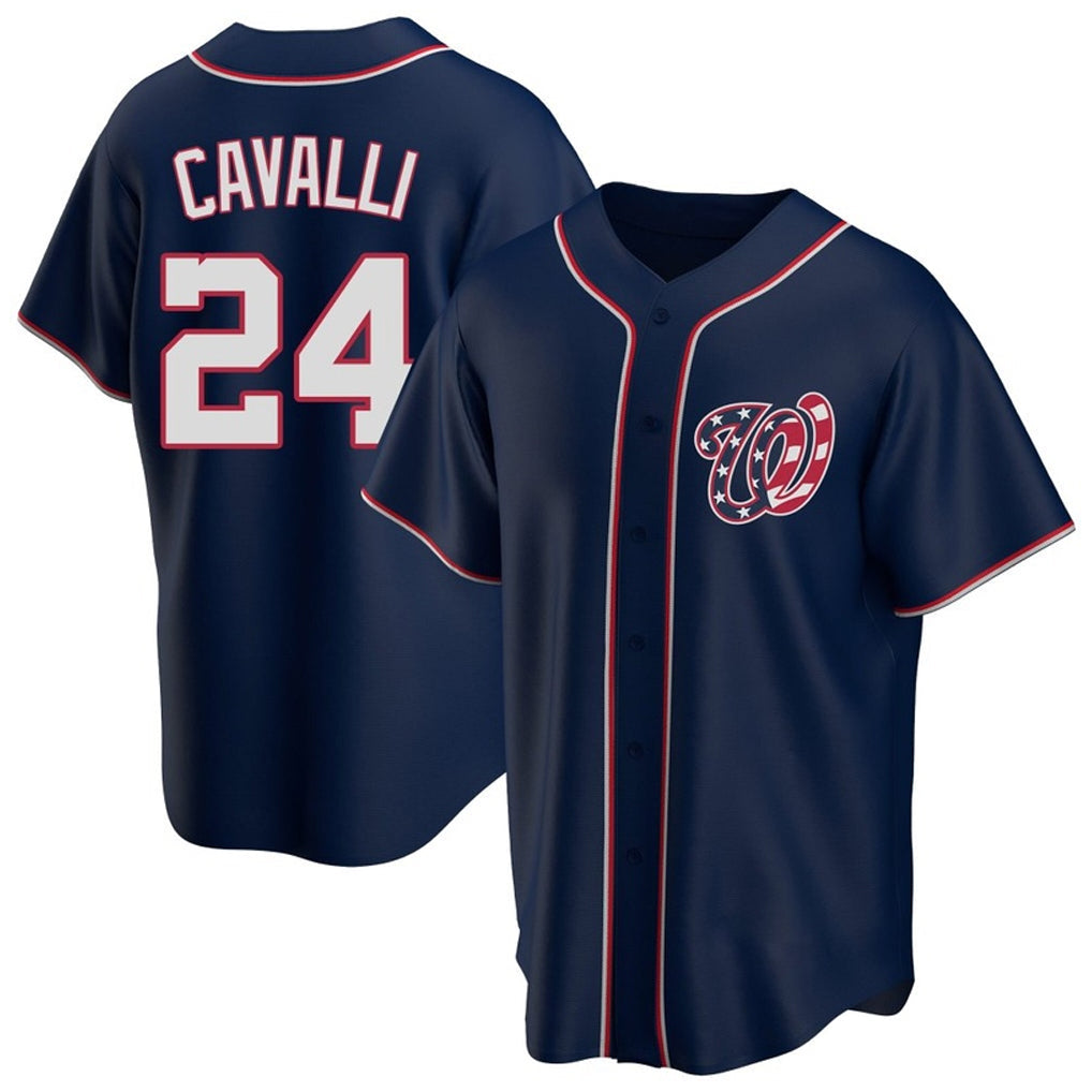 Johmsee W.Nationals #24 Cade Cavalli Player Navy Blue Replica Game Stitched Jerseys
