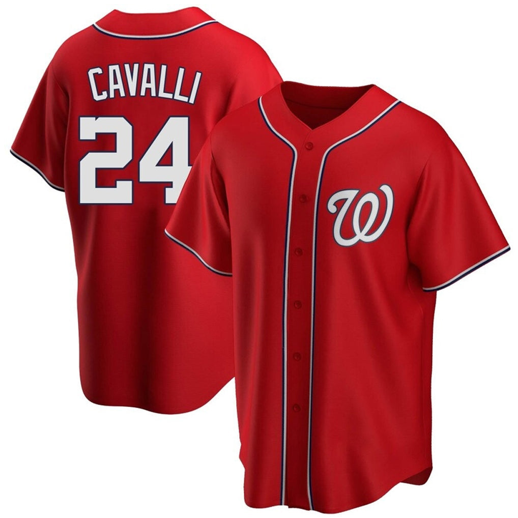 Johmsee W.Nationals #24 Cade Cavalli Player Red Replica Game Stitched Jerseys