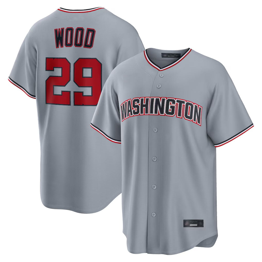 Johmsee W.Nationals #29 James Wood Player Gray Road Replica Stitched Jerseys