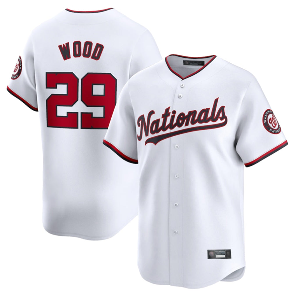 Johmsee W.Nationals #29 James Wood Player White Home Limited Stitched Jerseys
