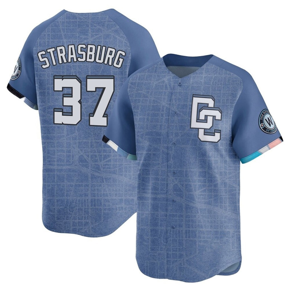 Johmsee W.Nationals #37 Stephen Strasburg Player Blue City Connect Elite Stitched Jerseys