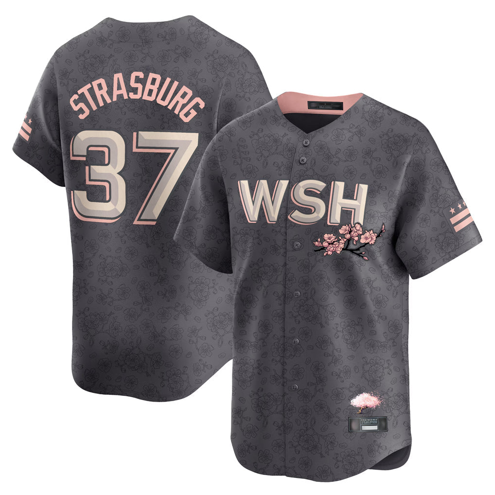 Johmsee W.Nationals #37 Stephen Strasburg Player Gray City Connect Stitched Jerseys
