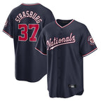 Johmsee W.Nationals #37 Stephen Strasburg Player Navy Replica Stitched Jerseys